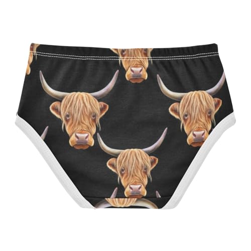 Toddler Girls Underwear 2t Cotton Panties Little Girl Artistic Kids Briefs Undies Cute Highland Cow Heads Black2