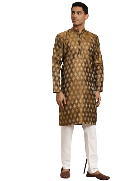 Sojanya (Since 1958 Men'S Silk Blend Indian Traditional Ethnic Dresses Booti Jacquard Only Long Kurta4