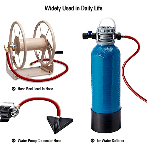 Solution4Patio Red Garden Short Hose Male/Female Lead-In Hose, No Leaking, High Water Pressure Solid Brass Fitting For Water Softener,Dehumidifier,Rv Vehicle Drain Water #G-H165B35-Us 3/4 In. X 15 Ft. #TOP1