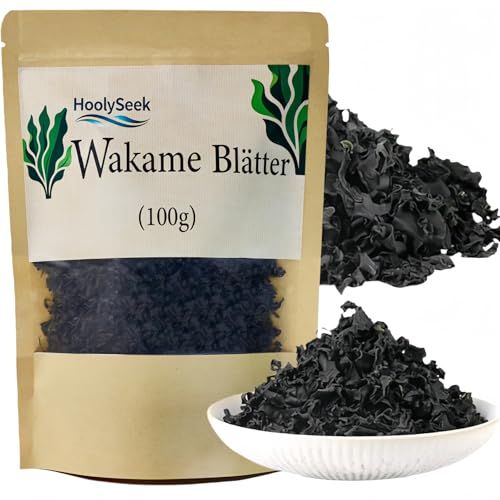 Wakame Algen Getrocknete Premium Grade Wakame glutenfreie & vegan Rohkost Getrocknete Algen ideal für Salate Suppen & asiatische Gerichte zu Dashi und Misosuppe 1 x 100g