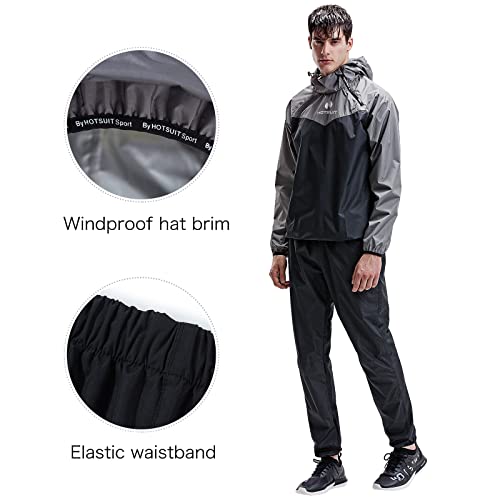 Image of HOTSUIT Sauna Suit Men Weight Loss Jacket Pant Gym Workout Sweat Suits, Gray, XL