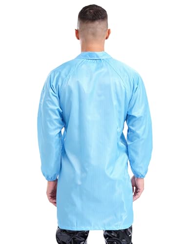 Image of iiniim Unisex Women Men Long Sleeve Work Coat Button Down Wear Resistant Jacket Dustproof Lab Coat