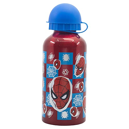 Stor 400Ml Kids Aluminium Bottle | Spiderman Arachnid Grid