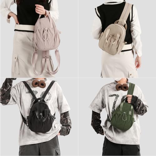 Women's Small Crossbody Sling Bag - Convertible Mini Backpack & Chest Bag, Lightweight Daypack for Hiking, Travel, Daily Use, Black2