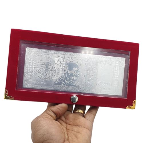 Image of Sahiba Gems Exclusive 999 Pure Silver Plain Note (Without Color) of Rs 500 Currency for Gifting Diwali, family wedding special gifts and friends ~ Pack in a Sheet Box