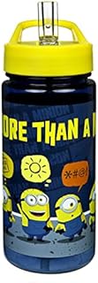 AERO Minions Drinking Bottle for Children with Motif Plastic Water Bottle BPA Free Approximately 500 ml Capacity Integrated Straw Ideal for Nursery and School