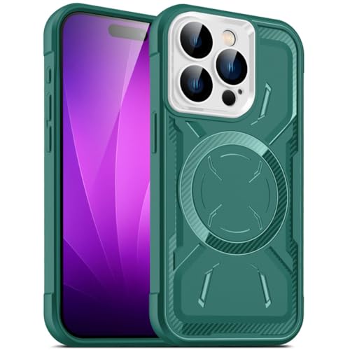 Coque magnétique iPhone 13 Pro avec protection appareil photo hybride vert foncé