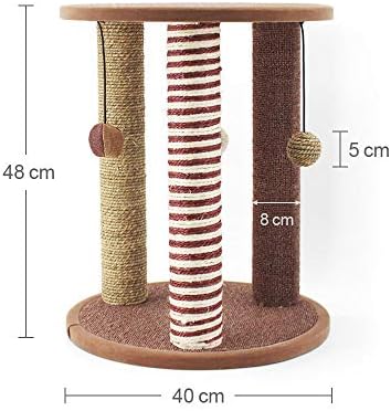 Cat Scratching Post Toy - Cat Tree with 3 Scratching Poles and Dangling Balls, Carpeted Base Play Area and Perch, Interactive Scratcher Toy for Kitten Cat
