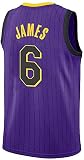 LIEOAGB LeBron James 6 # Los Angeles Lakers Basketballtrikot, klassisch, ärmellos, Unisex, Fanversion, atmungsaktiv, für Workout, Laufen, Fitnessstudio, violett, M(175~180cm)