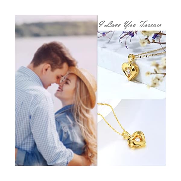 18k Gold Heart Jewelry Necklace for Women, Solid Gold Chain and Pendant Necklace for Her, Anniversary Jewelry Present for Wife, Gifts for Mother,18" - Image 7