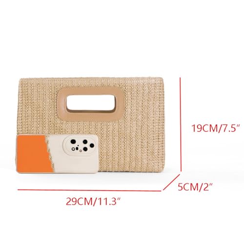 Image of Women Top Handle Handbag Chain Crossbody Bag 2026 Summer Raffia Straw Clutch Beach Vacation Evening Square Purse