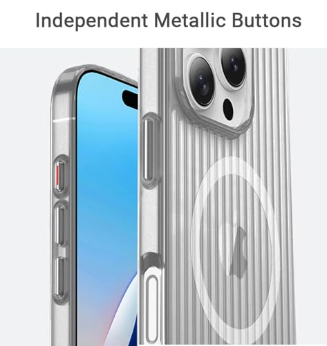 Image of Kapa Matte Magnetic Wave Grip Back Cover for Apple iPhone 16 | [MagSafe Compatible] Wireless Charging, Slim, Metal Buttons Frosted Back Case (Grey)