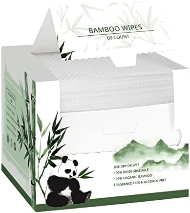 WOWOTEX Bamboo Disposable Face Towel Biodegradable Large Dry Face Wipes 60 Count/1 Box Extra Thick Soft Clean Facial Towels for Sensitive Skin, Makeup Removing, Facial Cleansing, Nursing, Travel