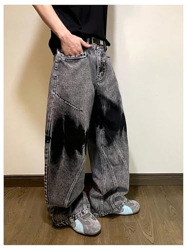 Men's Baggy Jeans Vintage Wide Straight Leg Hip Hop Denim Pants with Pockets4