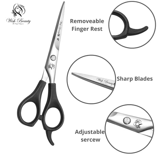 wishbeauty Hair Dressing Scissor Professional, Stainless Steel Hair Cutting Shears for Salon Barbers Men, Women, Children - 6 inch - Image 4
