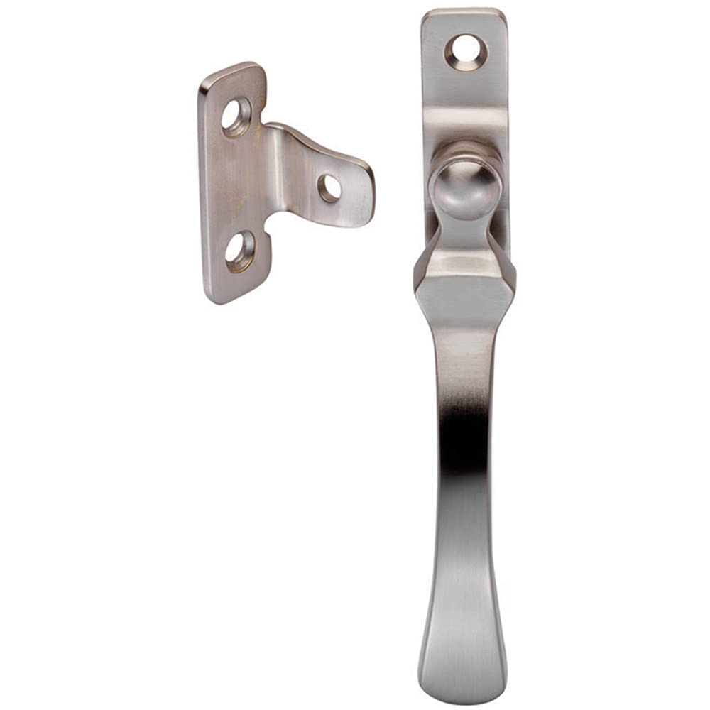 Lockable Victorian Casement Window Fastener - 57 x 13mm - Satin Nickel | Victorian Design Casement Window Fitting - Window Casement Stay Fastener Arm - Casement Window Fixture