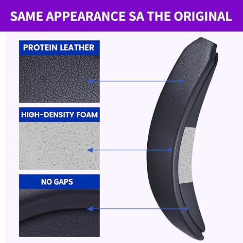 Lukvcoe funda de diadema para Bose QuietComfort 25 (QC25), negra | Ajuste perfecto, instalación rápida sencilla, alivio de presión, durabilidad mejorada, ergonómica, para sesiones largas, cuero proteinado miniatura 6