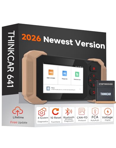 OBD2 Scanner Diagnostic Tool,THINKCAR THINKSCAN 641 Wireless Car scanner Diagnostic Tool,Auto Scan Tool ABS SRS Transmission Engine, 10 Resets Car Code Reader,CANFD & FCA,VIA Bluetooth,Lifetime Update