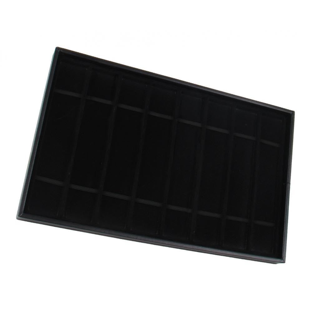 Twisaxc Black Jewelry Organizer Case Necklace Showcase Velvet Jewelry Tray Excellent Option For Rings Chokers Watches With 8 Storage Grids Choker Storage Box,
