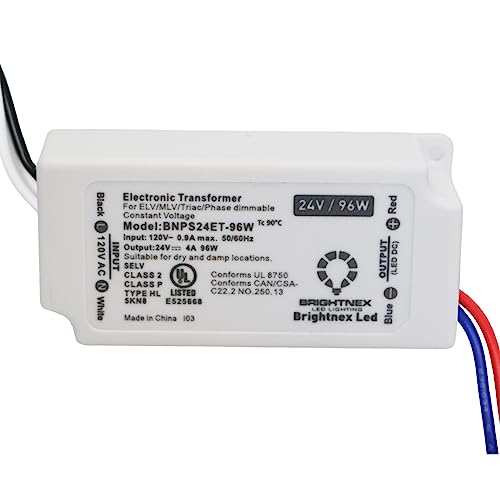 Image of LA LED Lighting 24V 96W Compact Dimmable Transformer - Flicker-Free - UL, cUL, FCC - Class 2, Class P - TRIAC /ELV /MLV - Constant Voltage Power Supply - 100-277V AC