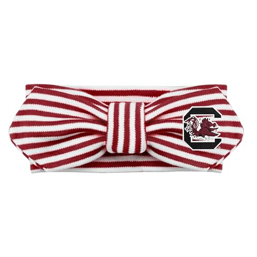 Image of Creative Knitwear Southern Carolina Gamecocks Infant Girls Garnet/White Striped Hair Knot Headband Embroidered Logo - Size Newborn - 4T