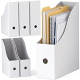 Simple Houseware 6-Pack Magazine File Holder Box, Foldable Cardboard Organizer, White