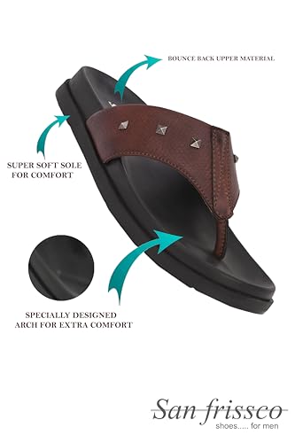 Image of San Frissco Men's Sandal with Cushioned Footbed /Ultra Soft Lightweight Durable Chappal with Bounce Back Upper Material /Festive Ethnic Wedding Slip on Slippers for Men