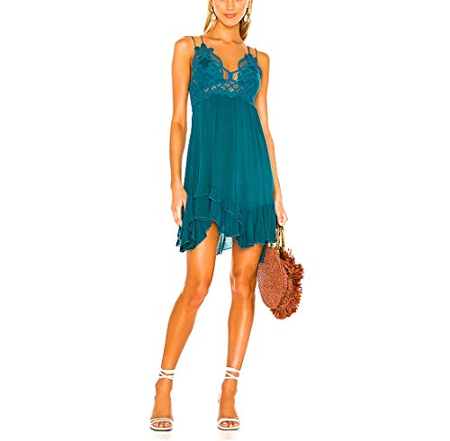 Free People FP One Adella Slip Mini Dress Crochet Lace XSmall XS Green Teal (Womenâs 0-2)