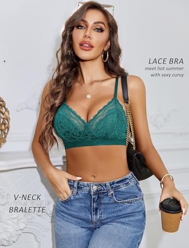 Image of Avidlove Bralettes for Women Lace Racerback Bras Wireless Unlined Bralette Comfy Bra Sexy Lingerie Tops