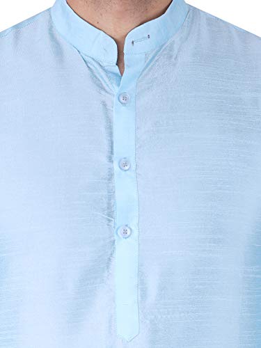 Image of HUZUR Men's Silk Solid Straight Long Kurta Pyjama Set| Ethnic Wear