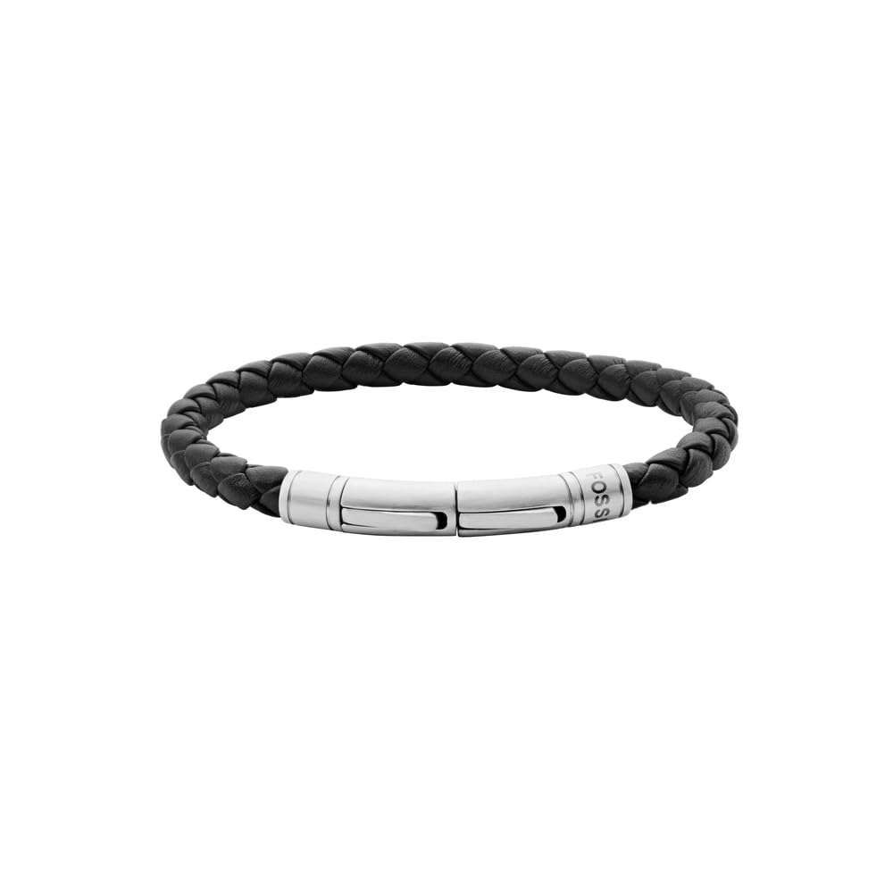Fossil Mens Casual Stainless Steel and Genuine Leather Bracelet for Men