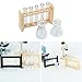 TTETTZ 1/12 Scale Dolls House Test Tubes Clear Glass Test Tubes with Wood Rack Lab Experiments Ornament, Beige