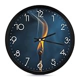 QSMGHKD Runde Wanduhr, 25,4 cm, Bild von Streichhölzern, moderne Wanduhren, große Wanduhr, Dekoration für Zuhause, Küche, Wohnzimmer, Büro, batteriebetrieben, leise, nicht tickend