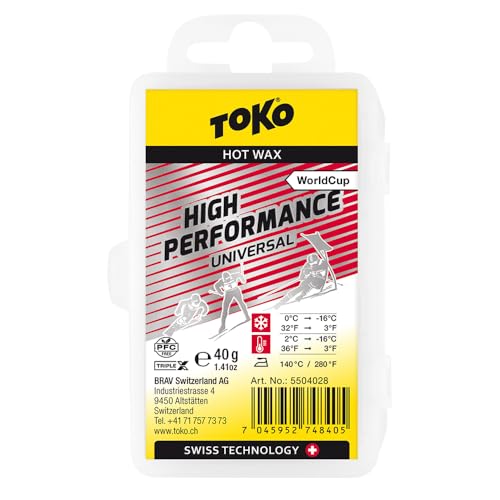 TOKO World Cup High Performance Universal Iron-On Ski Wax - Ski Wax for Racing (10°F to 25°F) - 40g