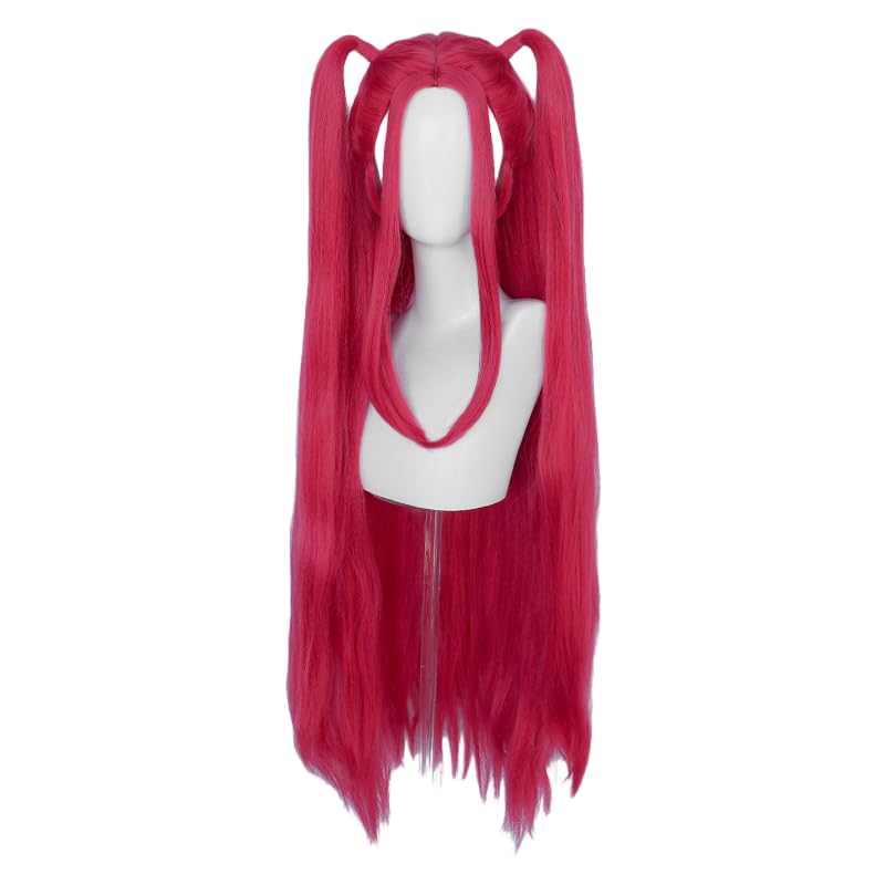 Topcosplay Women's Rose Red Wig With Ponytails Long Anime Wig for Cosplay Halloween (Rose Red)