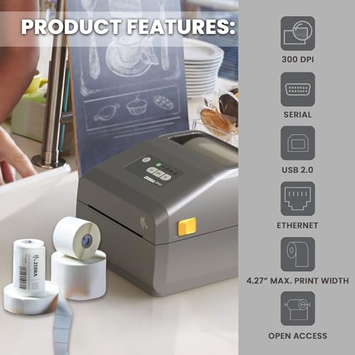 ZEBRA ZD421t 300 DPI Thermal Printer 6 IPS Speed High Resolution Monochrome Desktop Printers with USB & Bluetooth Connectivity for Business &... - Image 4