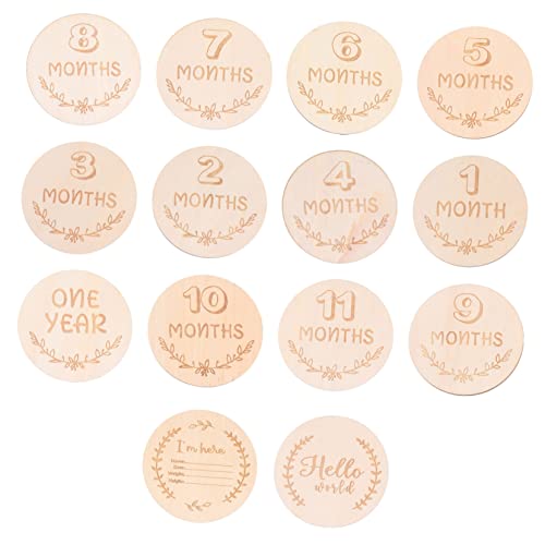 14 Pezzi Di Biglietti Mensili in Legno Per Neonati Cornice Per La Cameretta Dei Bambini Per Baby Shower
