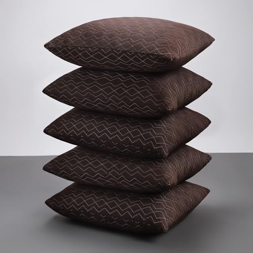 Image of LA VERNE Luxury Premium Cloth Microfibre Blown Technology Filled Cushion Filler Pack of 5 (16 inchX16 inch) (Dark Brown .)