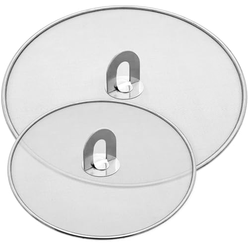 Apidgrowth Cooking Splatter Screen - Stainless Steel Grease Guard for Frying Pans, Ultra Fine Mesh Lids Set of 2 (10" & 13")
