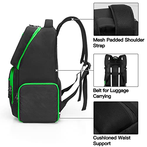 Trunab Travel Backpack Compatible With Xbox Series X Carrying Case Game Storage Bag With 2 Inner Spaces For Xbox X/S Console, Multiple Pockets For 15.6” Laptop And Other Gaming Accessories, Black (Patent Design) #TOP2