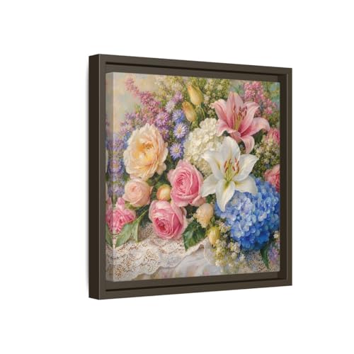 Toile fleurs vintage 30x30 cm : la solution pour décorer un grand mur vide de salon
