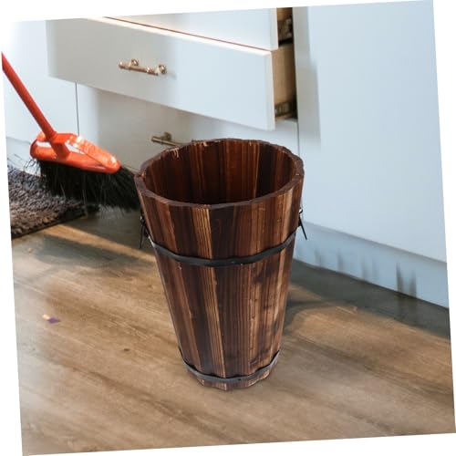 Bote de basura pequeño de madera para decoración rústica de baño 6