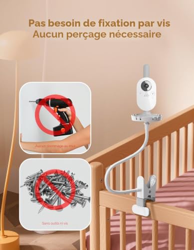Baaletc Support de Moniteur pour babyphone Philips Avent SCD843/26, SCD833/26, SCD 891/26, SCD630/26, Support Multifonction Flexible pour Moniteur Philips Avent Vidéo Baby Monitor – vue 3