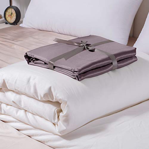 THXSILK Luxury Silk Covered Silk Comforter for Winter, 2in1 100% Silk Removable Duvet Cover Plus 100% Silk Comforter, King Size, Purple