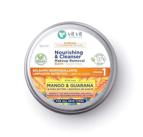 Bálsamo desmaquillante nutritivo 100ml, Vegano, 97% de ingredientes Naturales, Bálsamo limpiador de maquillaje, Bálsamo Oleoso doble limpieza facial Korean Cleansing Ritual Vit Vit Cosmetics