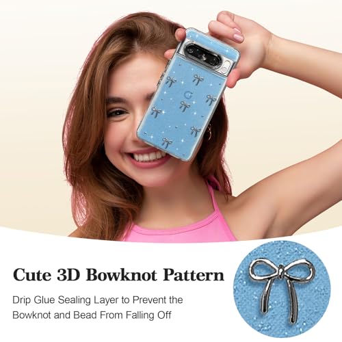 Coque Google Pixel 8 Pro EYZUTAK avec nœud 3D argenté et protection silicone clair - 6