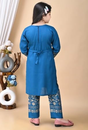 Image of Girl's Rayon Ethnic Wear Embroidered Kurta Set with Dupatta