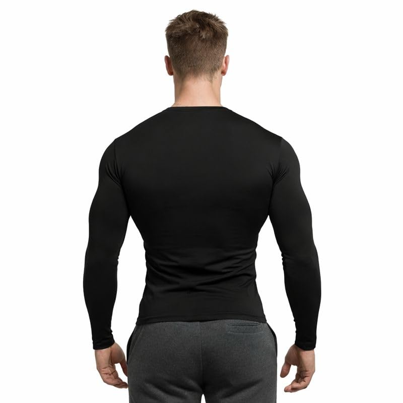 Image of NEVER QUIT Men's Compression Shirt Pack of 1 or 2 - Long Sleeve Quick Dry Base Layer T-Shirt for Gym, Running & Sports Workout