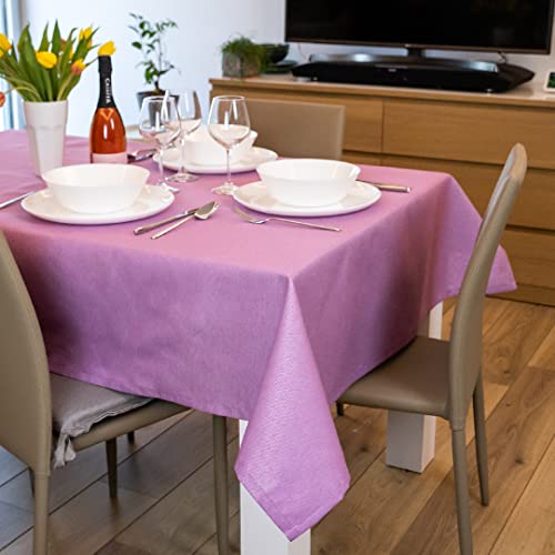 Casaviva Tischdecke, schmutzabweisend, gemischte Baumwolle, recycelt, Hanf-Effekt, modern, für Innen- und Außenbereiche, Geschenkbox (Glycine, 140_x_180) Cover