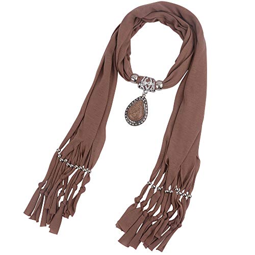Women's Scarf Waterdrop Pendant Necklace Jewelry Printing Polyester Shawl Scarves(sc0016)